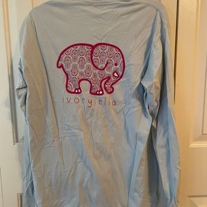 Ivory Ella Size M Womens Long Sleeve Shirt Crew Neck Graphic Elephant